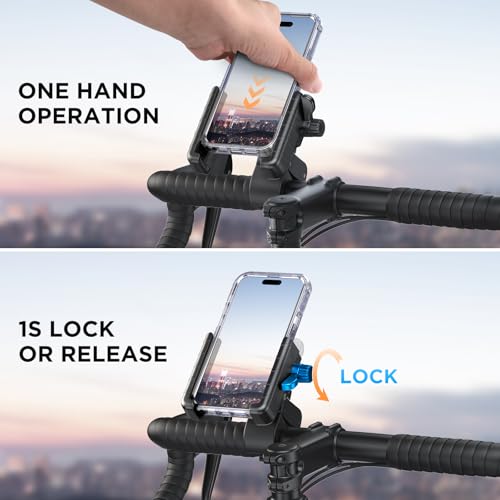 Miracase Bike Phone Holder, [Support Video Recording] Motorcycle Phone Mount, [Quick Lock] Bicycle Phone Mount Handlebar Cell Phone Clamp for Scooter, Friendly Compatible with iPhone Samsung Black - Image 3