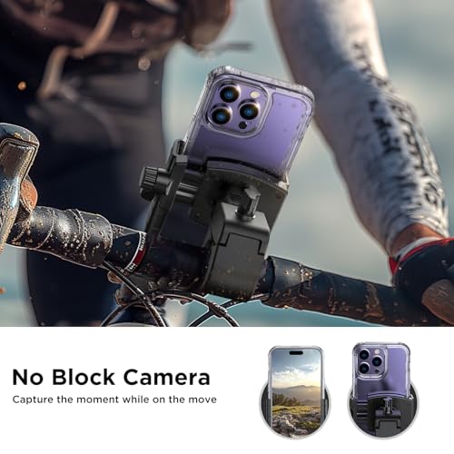 Miracase Bike Phone Holder, [Support Video Recording] Motorcycle Phone Mount, [Quick Lock] Bicycle Phone Mount Handlebar Cell Phone Clamp for Scooter, Friendly Compatible with iPhone Samsung Black - Image 2