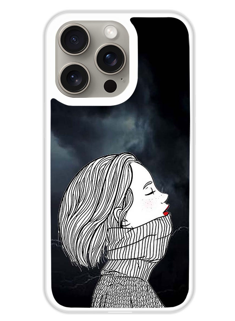 Theodor Protective Case Cover For APPLE IPHONE 15 Pro Max Sad Girl  (White Bumper) - Image 1
