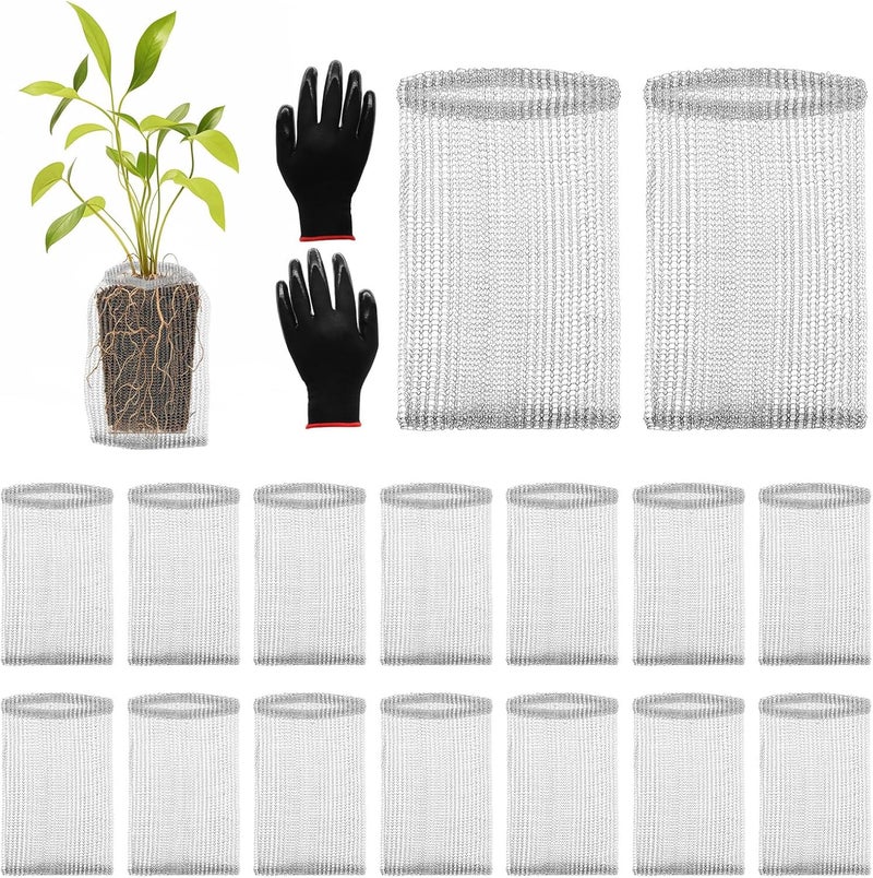 Froidesente 16 Pcs Root Guard Gopher Proof Stainless Wire Steel Baskets, 1 Gallon Narrow Gophers Moles Voles Mesh Baskets Protect Plant Roots Tubers Trees Flowers Crops (16 Pcs 1 Gallon Narrow) - Image 1