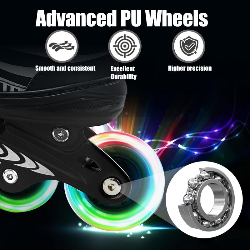 Janplay Adjustable Inline Skates for Kids and Teens Ages 4-16, All 8 Wheels of Inline Roller Skates Light Up, Safe and Fun Illuminating for Outdoor Indoor Sports - Image 3
