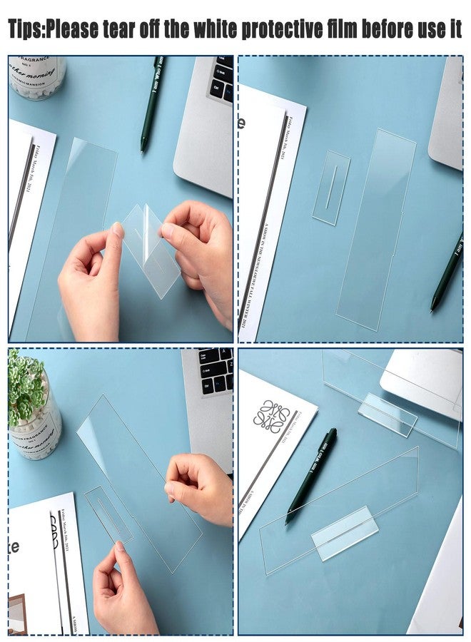 Yookeer 12 Pack Acrylic Name Plate Personalized Desk Name Plaque Sign Clear Panel Rectangle Acrylic Sheet Blank for Office Desk Decor(2 x 10 Inch) - Image 3