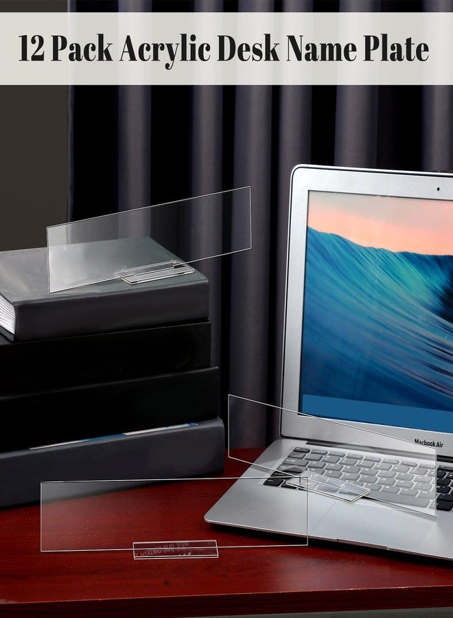 Yookeer 12 Pack Acrylic Name Plate Personalized Desk Name Plaque Sign Clear Panel Rectangle Acrylic Sheet Blank for Office Desk Decor(2 x 10 Inch) - Image 4