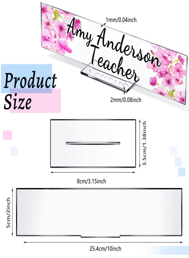 Yookeer 12 Pack Acrylic Name Plate Personalized Desk Name Plaque Sign Clear Panel Rectangle Acrylic Sheet Blank for Office Desk Decor(2 x 10 Inch) - Image 2