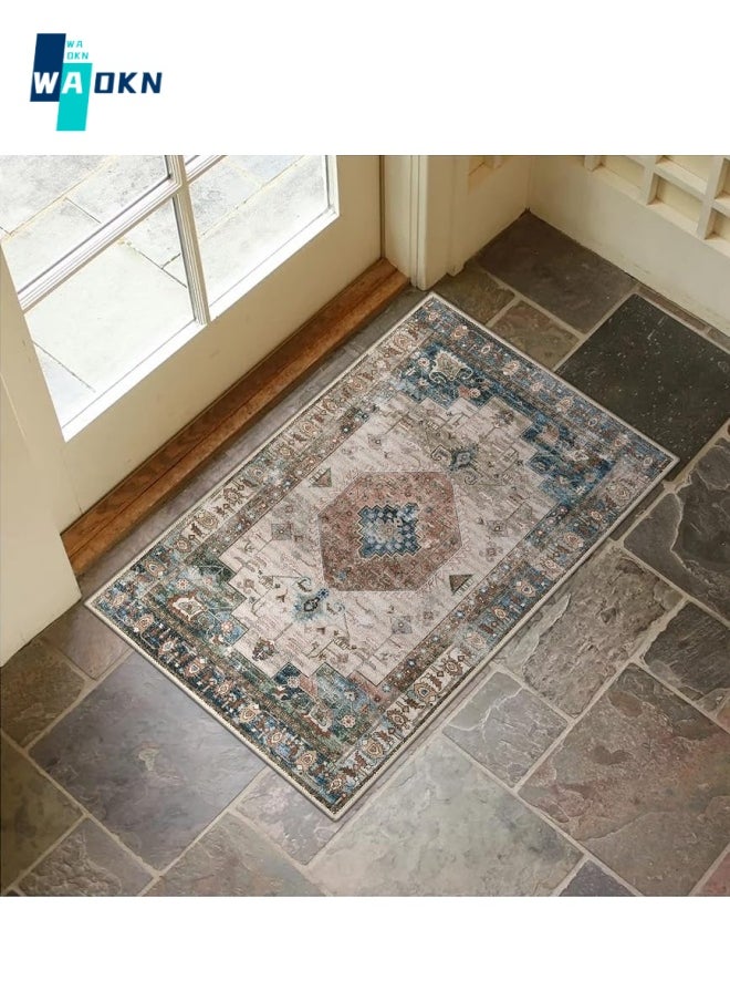 WAOKN Washable Indoor Doormat, Non Slip Retro Floor Mat 50 x 80cm Area Rug Quick Absorbent Entrance Rug Distressed Front Door Mat, Welcome Mats Entryway Rug Doormats for Kitchen  - Image 2