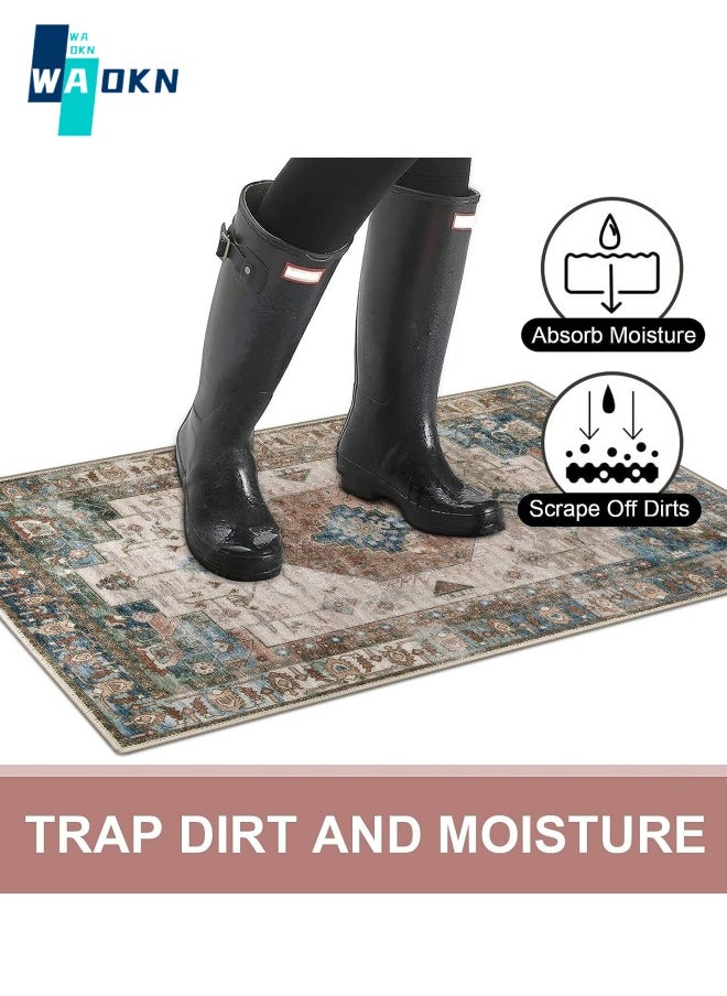 WAOKN Washable Indoor Doormat, Non Slip Retro Floor Mat 50 x 80cm Area Rug Quick Absorbent Entrance Rug Distressed Front Door Mat, Welcome Mats Entryway Rug Doormats for Kitchen  - Image 5