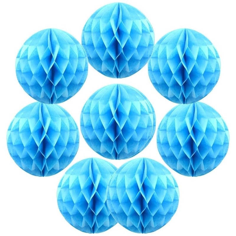 HK balloons6 Pcs 10 Paper Honeycomb Balls Party Design Wall Decoration Flower Balls Hanging Pom Poms Party Wedding Home Kids Birthday Decoration Blue - Image 2