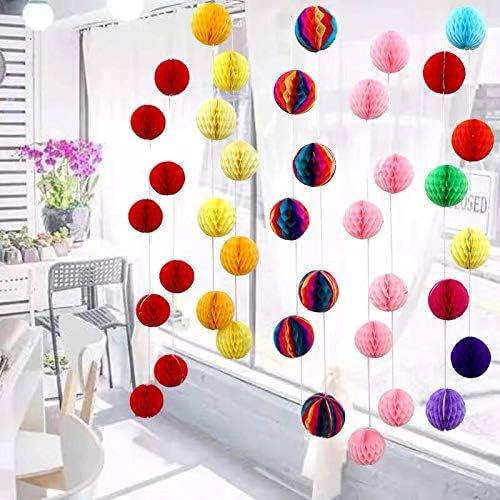 HK balloons6 Pcs 10 Paper Honeycomb Balls Party Design Wall Decoration Flower Balls Hanging Pom Poms Party Wedding Home Kids Birthday Decoration Blue - Image 3