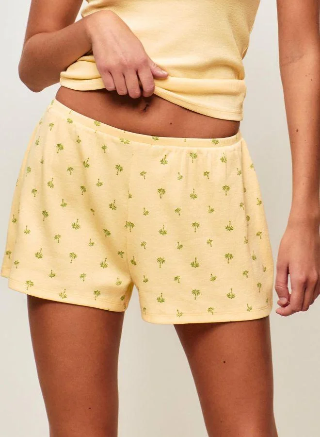 UNDIZ Palm print ribbed jersey shorts