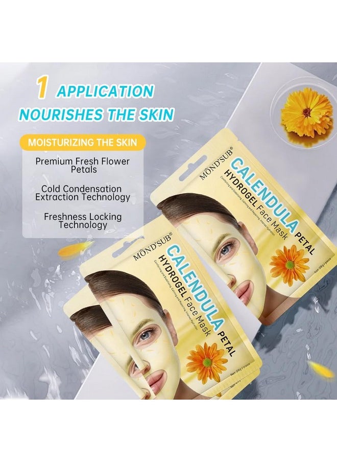 Mond'sub - Calendula Hydrogel Soothing Facial Mask for Sensitive Skin,Hyaluronic Acid Hydrating Sheet Face Mask Skin Care,Sheet Mask,Calendula Calming Mask 12 Pack - Image 1