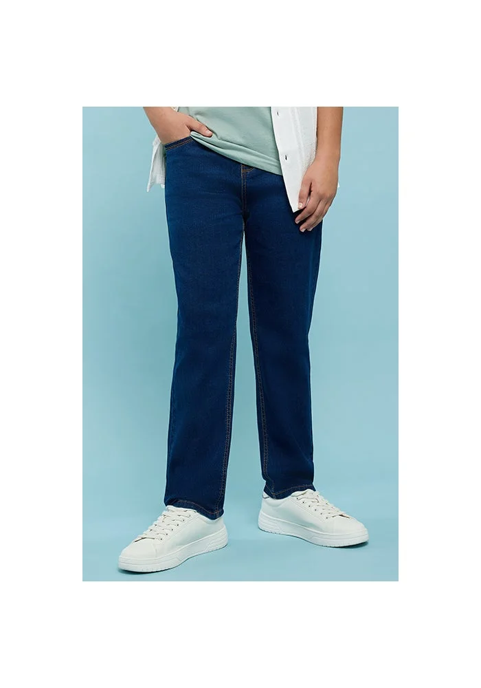 أر أند بي Solid Jeans with Button Closure