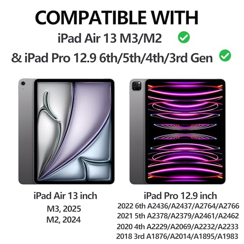 SENGBIRCH Touch Keyboard Case for Pro 12.9 Inch 6th/5th/4th/3rd Generation & Case Keypad for iPad Air 13 (M3 2025/M2 2024) with Trackpad, Detachable Key Board with Colors Backlit for Pro12.9 2018-2022, Black - Image 2