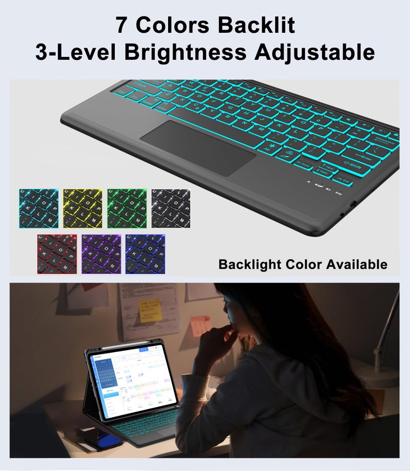 SENGBIRCH Touch Keyboard Case for Pro 12.9 Inch 6th/5th/4th/3rd Generation & Case Keypad for iPad Air 13 (M3 2025/M2 2024) with Trackpad, Detachable Key Board with Colors Backlit for Pro12.9 2018-2022, Black - Image 5