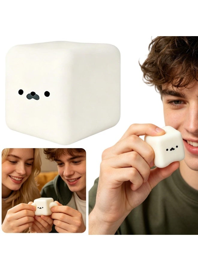 Tofu Seal Sou ishy. White Cube StressToy, Sot Moldable Dough Fidget Blockwith Slow Rise Texture. Sily SaueezeBall for Aniety Rellef, Cute Seal FaceShaped Saftest Tofu Squishy (2PCS) - Image 3