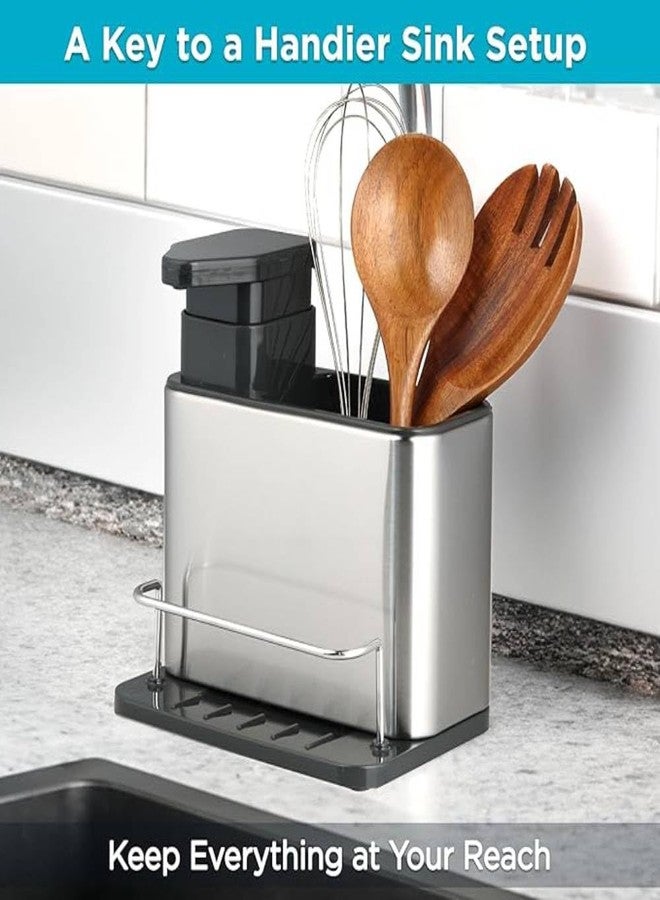 Prostuff.in® 1 Pcs Soap Dispenser for Kitchen Sink 3-in-1 – Stainless Steel for Space-Saving Kitchen & Bathroom Sink Organizer (Silver-Black) - Image 5