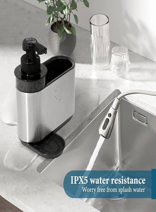 Prostuff.in® 1 Pcs Soap Dispenser for Kitchen Sink 3-in-1 – Stainless Steel for Space-Saving Kitchen & Bathroom Sink Organizer (Silver-Black) - Image 2