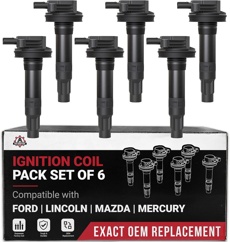 AA Ignition Ignition Coil Pack Set of 6 for Ford, Mercury, Mazda & Lincoln - OEM Replacement - Image 1