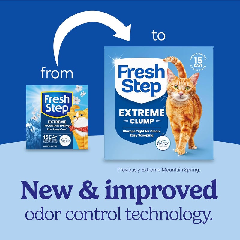 Fresh Step Extreme Scented Litter with the Power of Febreze, Clumping Cat Litter Mountain Spring, 14 Pounds (Package May Vary) - Image 2
