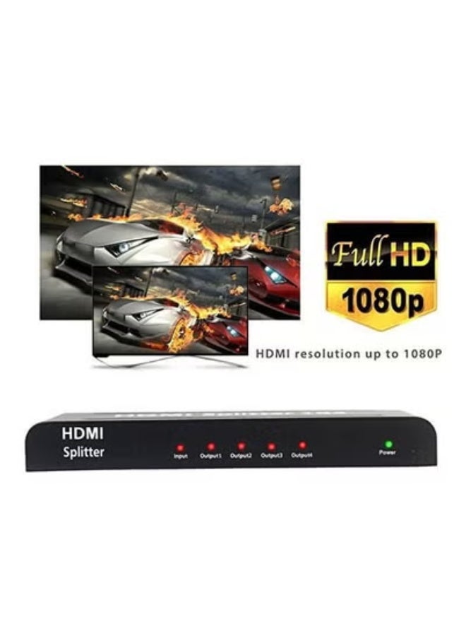 HDMI Splitter 1 In 4 Out – Movcle 1X4 HDMI Distribution Hub Supports 4K Ultra HD, 1080p, 3D Video – Plug & Play High-Speed HDMI Signal Amplifier for TV, Monitor, Projector, PS5, Xbox, Laptop – Compact HDMI Box Adapter – Black - Image 2