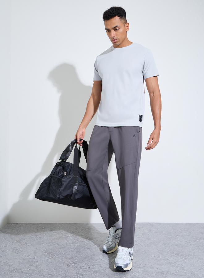 Styli Grey Solid Patchwork Detail Regular Fit Active T-Shirt - Image 2