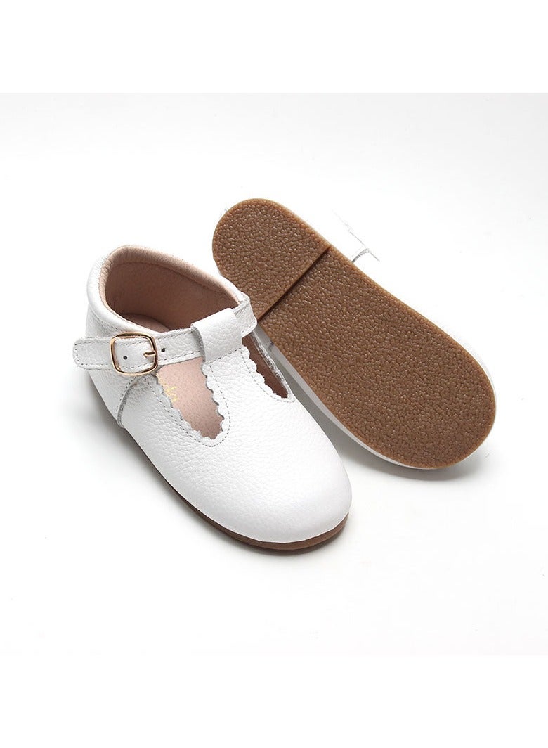 Rawda Little Girls Leather Mary Jane Flats - White - Image 1