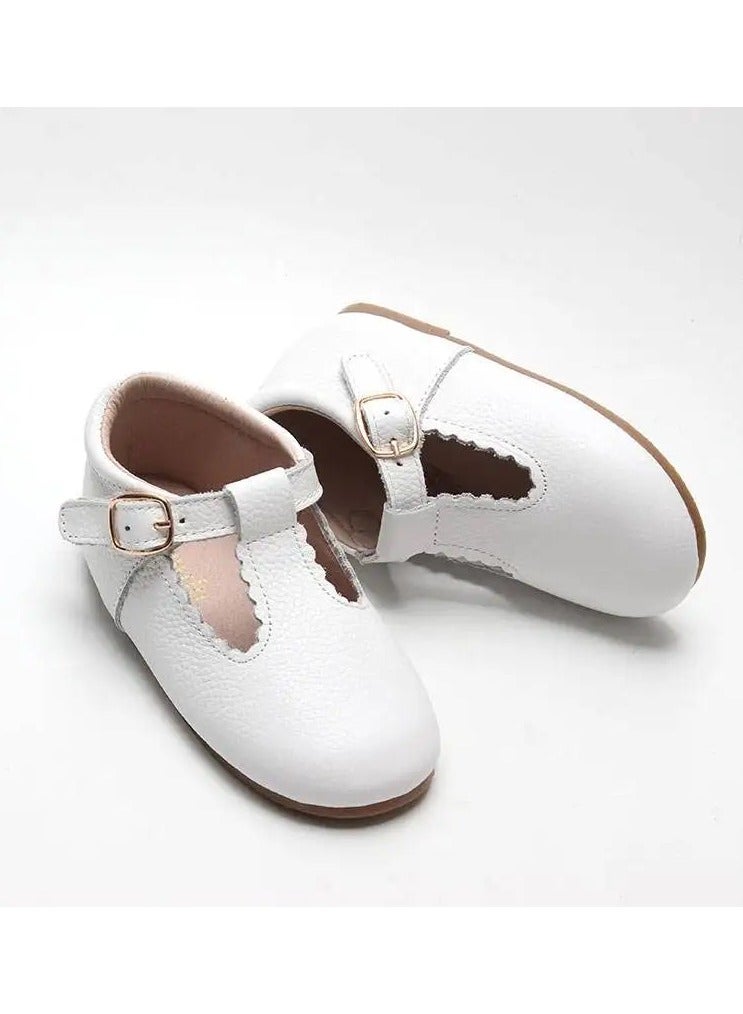 Rawda Little Girls Leather Mary Jane Flats - White - Image 2