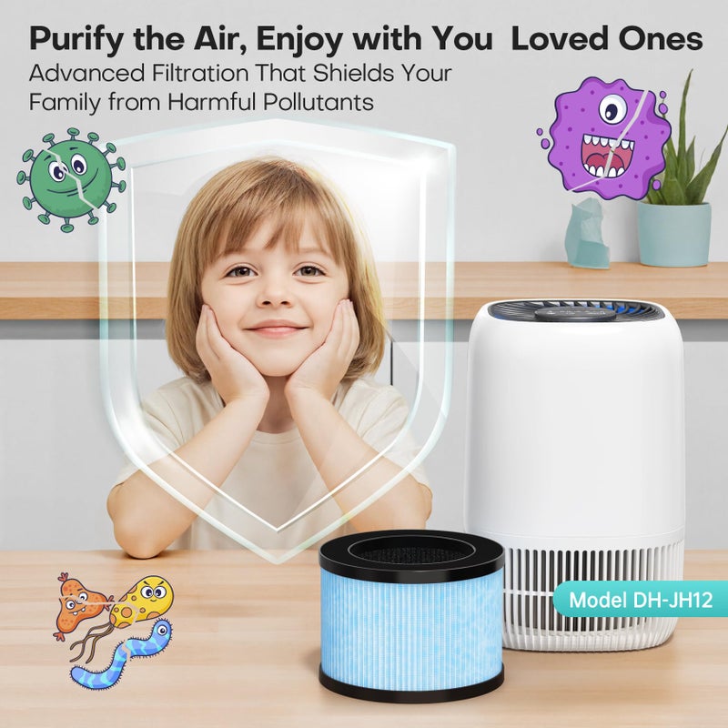 VOOPNU 2-Pack VOOPNU JH12 Replacement Filter, 4-Stage H13 True HEPA&Efficiency Activated Carbon, for up to 99.97% of Pet Hair, Smoke, Harmful Particles and Common Household Pollutants, Stander Version, Blue - Image 5