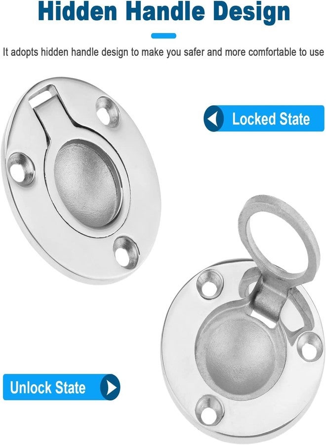 Mtsooning 2 PCS Boat Ring Hatch,1.97" Round Flush Pull Latch, Stainless Steel Deck Recessed Pull Handle, Marine Mount Lifting Ring Locker Hardware for Boat Locker Window Drawer Cupboard - Image 5
