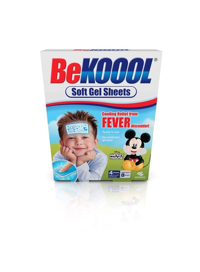 BEKOOOL Soft Gel Sheets for Kids for Cooling Relief from Fever discomfort | 4 Count - Image 1