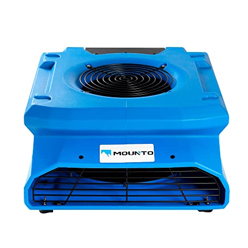 MOUNTO موينتو 1/4 حصان 1200 قدم مكعب في الدقيقة مجفف سجاد هواء منخفض الارتفاع، مروحة أرضية بسرعتين مع مخرج مزدوج GFCI، قابلة للتكديس، خفيفة الوزن - مثالية لاستعادة الأضرار الناتجة عن المياه، البناء، والتنظيف - Image 2