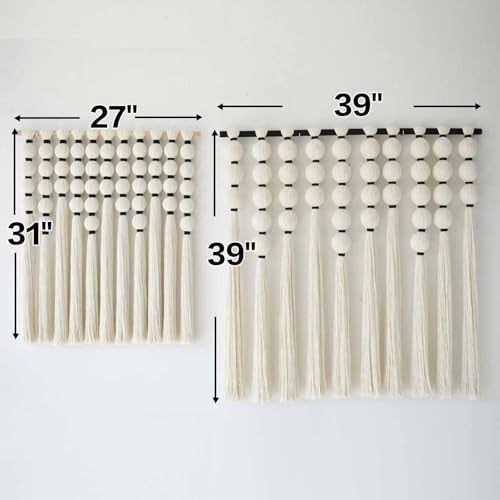 IOWER Macrame Wall Hanging 27" W x 31" L Boho Wall Decor Sphericity Cotton Textile Wall Hanging Art Fiber Yarn Art Handmade Detachable Assembly - Image 4
