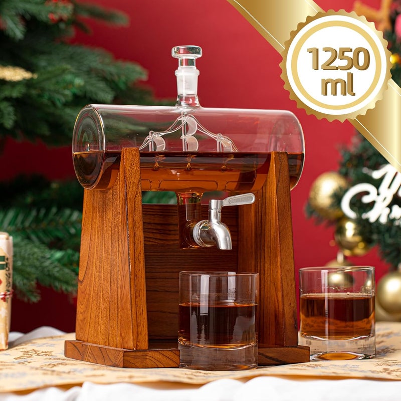 JILLMO Whiskey Decanter Sets for Men, 1250ml Decanter Set with 2 Whiskey Glasses, Ideal Bourbon Gifts for Men - Image 5
