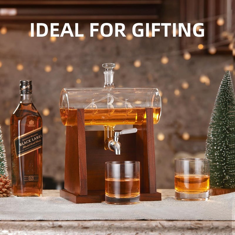 JILLMO Whiskey Decanter Sets for Men, 1250ml Decanter Set with 2 Whiskey Glasses, Ideal Bourbon Gifts for Men - Image 2