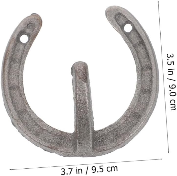 خطافات حائط حذوة الفرس الحديدية القديمة، مجموعة من 5 قطع للملابس والمفاتيح والقبعات، سهلة التركيب - Image 4
