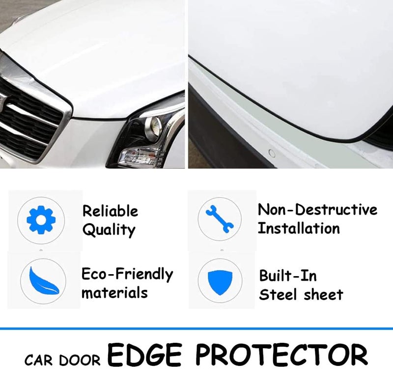 SPECULO Anti-Scratch Anti-Collision Heavy Duty Edge Guard Door Protection U Shape Edge Trim Rubber Seal Protector Rubber Clips Fit for All Cars - 16Ft 5 Meters (Black) - Image 3