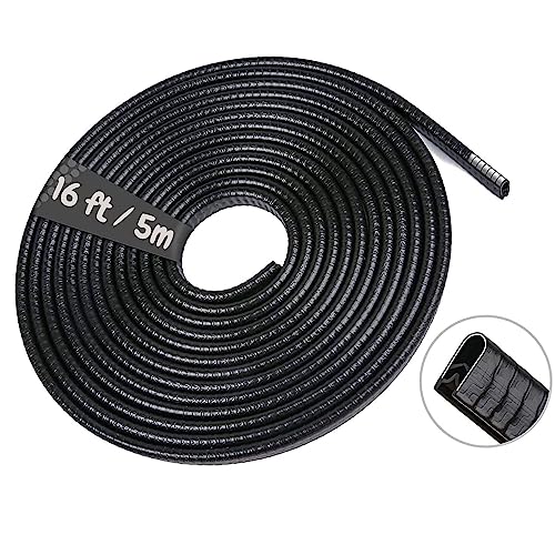 SPECULO Anti-Scratch Anti-Collision Heavy Duty Edge Guard Door Protection U Shape Edge Trim Rubber Seal Protector Rubber Clips Fit for All Cars - 16Ft 5 Meters (Black) - Image 1