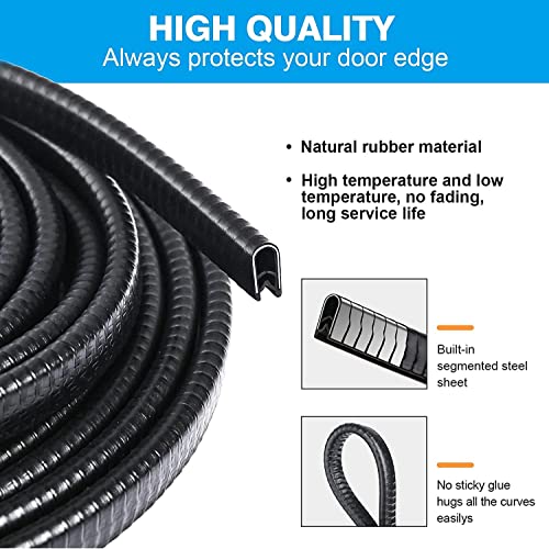 SPECULO Anti-Scratch Anti-Collision Heavy Duty Edge Guard Door Protection U Shape Edge Trim Rubber Seal Protector Rubber Clips Fit for All Cars - 16Ft 5 Meters (Black) - Image 2