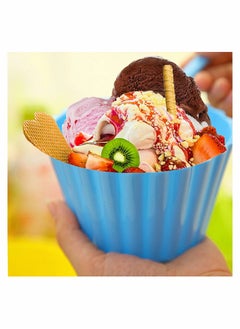 Excefore Plastic Ice Cream Bowls With Spoons Set of 8, Dessert Frozen Yogurt Sundae Cups Fruit Snack Stackable Bowls for Kids, 4 Vibrant Colors  - Image 2