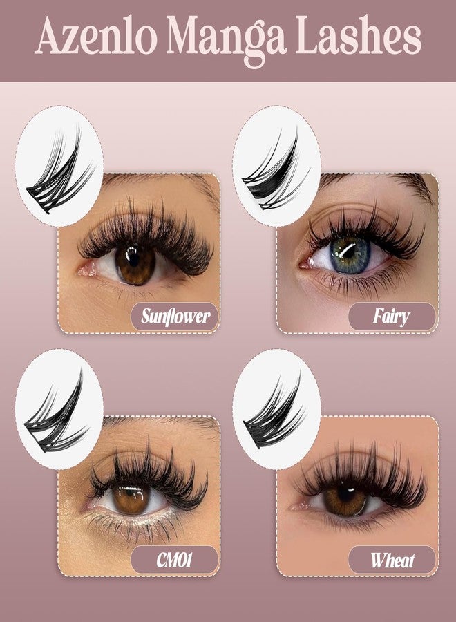 Azenlo Anime Manga Lash Clusters, 4 Styles Mixed Elf Eye DIY Eyelash Extensions, 10-16mm Individual Cluster Lashes Natural Wispy Fluffy Look, Soft Reusable False Eyelashes for Beginners - Image 2