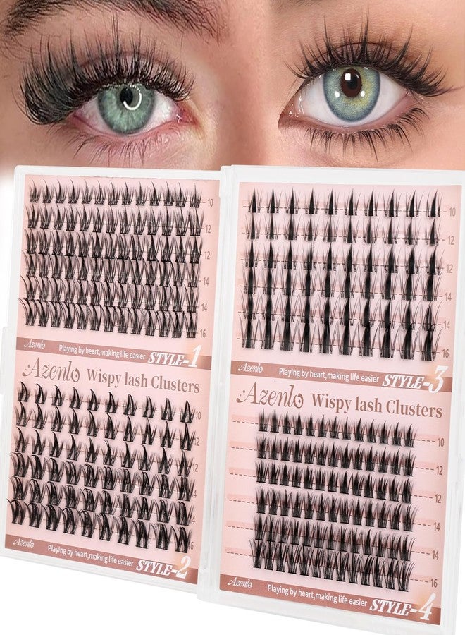 Azenlo Anime Manga Lash Clusters, 4 Styles Mixed Elf Eye DIY Eyelash Extensions, 10-16mm Individual Cluster Lashes Natural Wispy Fluffy Look, Soft Reusable False Eyelashes for Beginners - Image 1