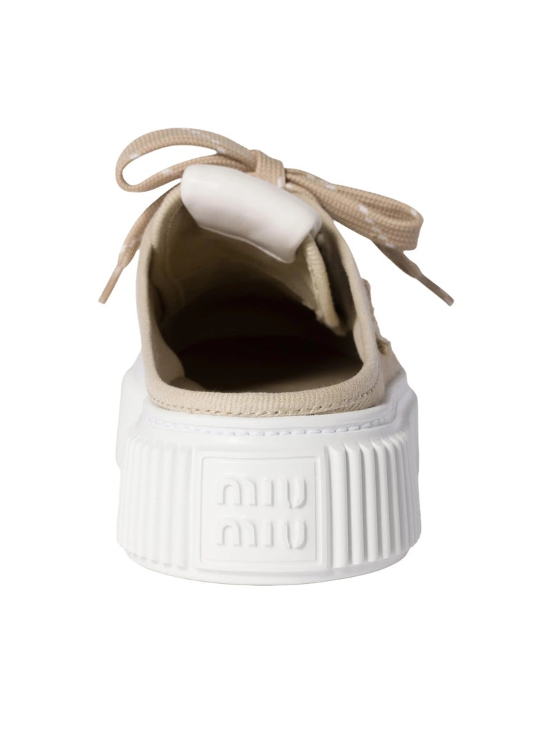 مياو مياو شعار مطرز بحروف مقدمة مستديرة من الدنيم حذاء مول من القماش المسطح - Image 3