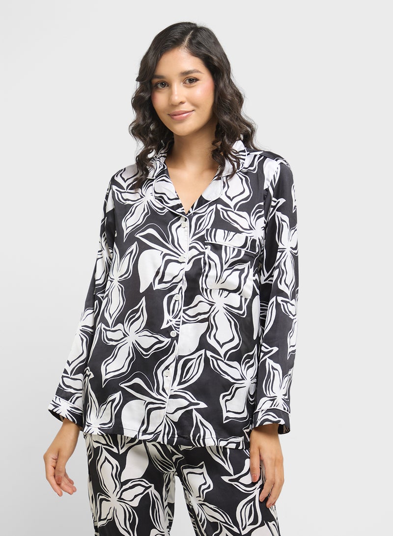 Ginger Satin Stripe Shirt & Pyjama Set  - Image 3