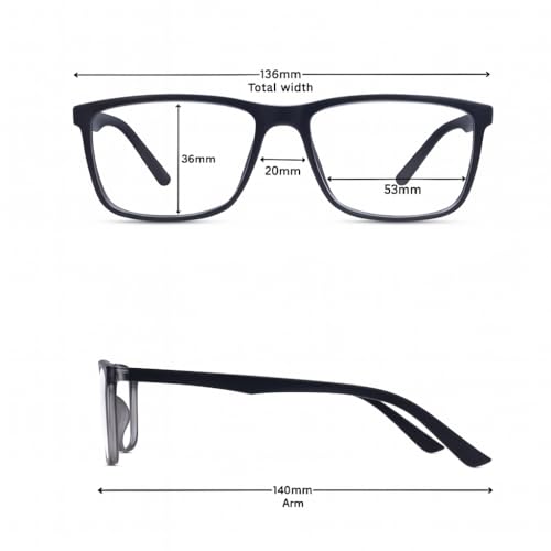 RAYBLOC UV Protection Glasses Blue Cut Blocking Harmful Rays Glasses for Men & Women Zero Power Computer Specs Eye Protection Lightweight Frame with Case & Cleaning Cloth Square - Image 2