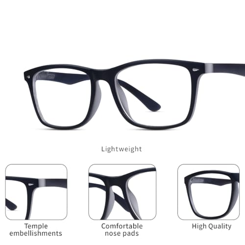 RAYBLOC UV Protection Glasses Blue Cut Blocking Harmful Rays Glasses for Men & Women Zero Power Computer Specs Eye Protection Lightweight Frame with Case & Cleaning Cloth Square - Image 4