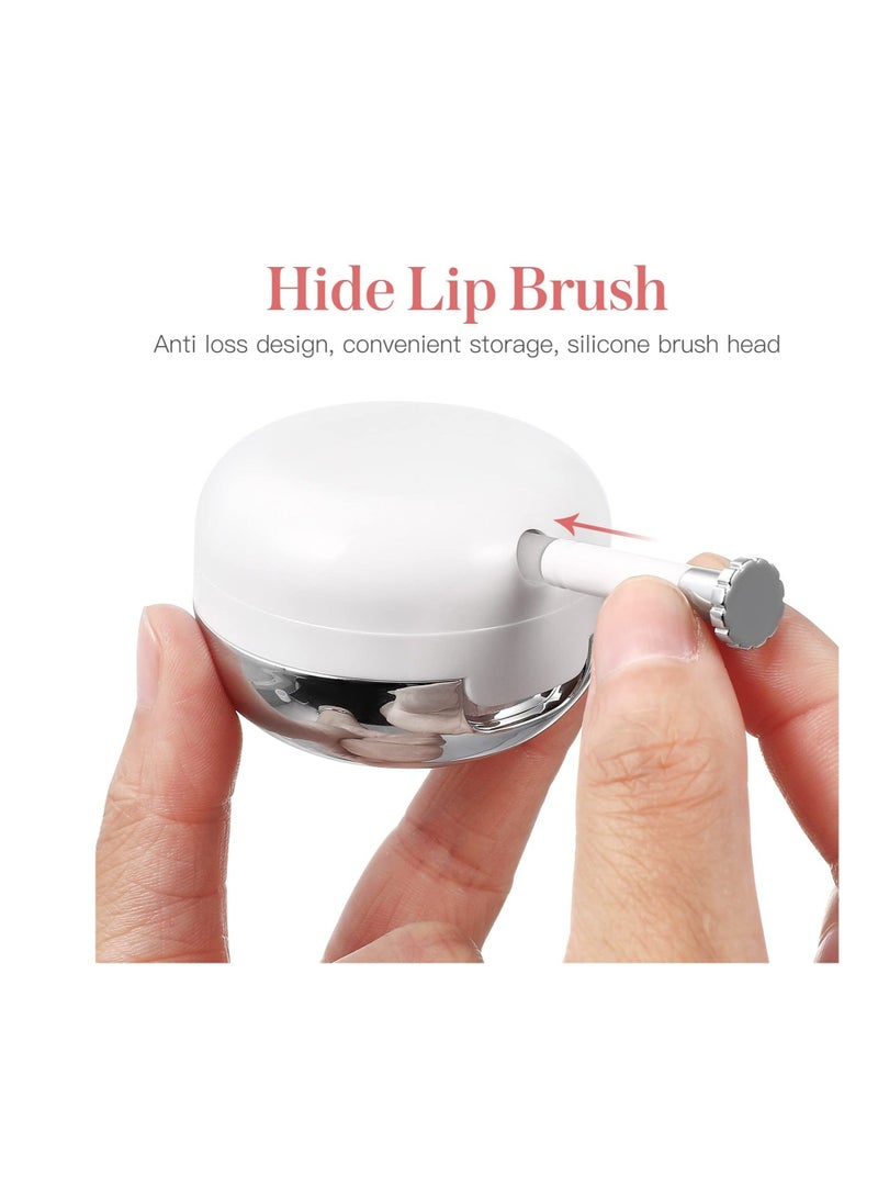 Captaintech Empty Lip Balm Jars, 2Pcs Plastic Lips Balm Jars, Refillable Lipstick Pots Lip Mask Container, Lip Mask Holder Box, with Silicone Lip Brush Mirror for Home Travel for Women Girls - Image 3