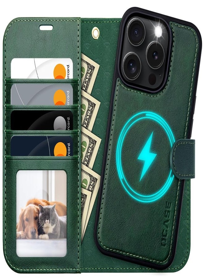 OCASE for iPhone 16 Pro Max Case, Detachable 2 in 1 PU Leather Wallet Case with RFID Blocking, Wireless Charging, Card Holders, Kickstand, Shockproof Removable Phone Cover, Dark Green - Image 1