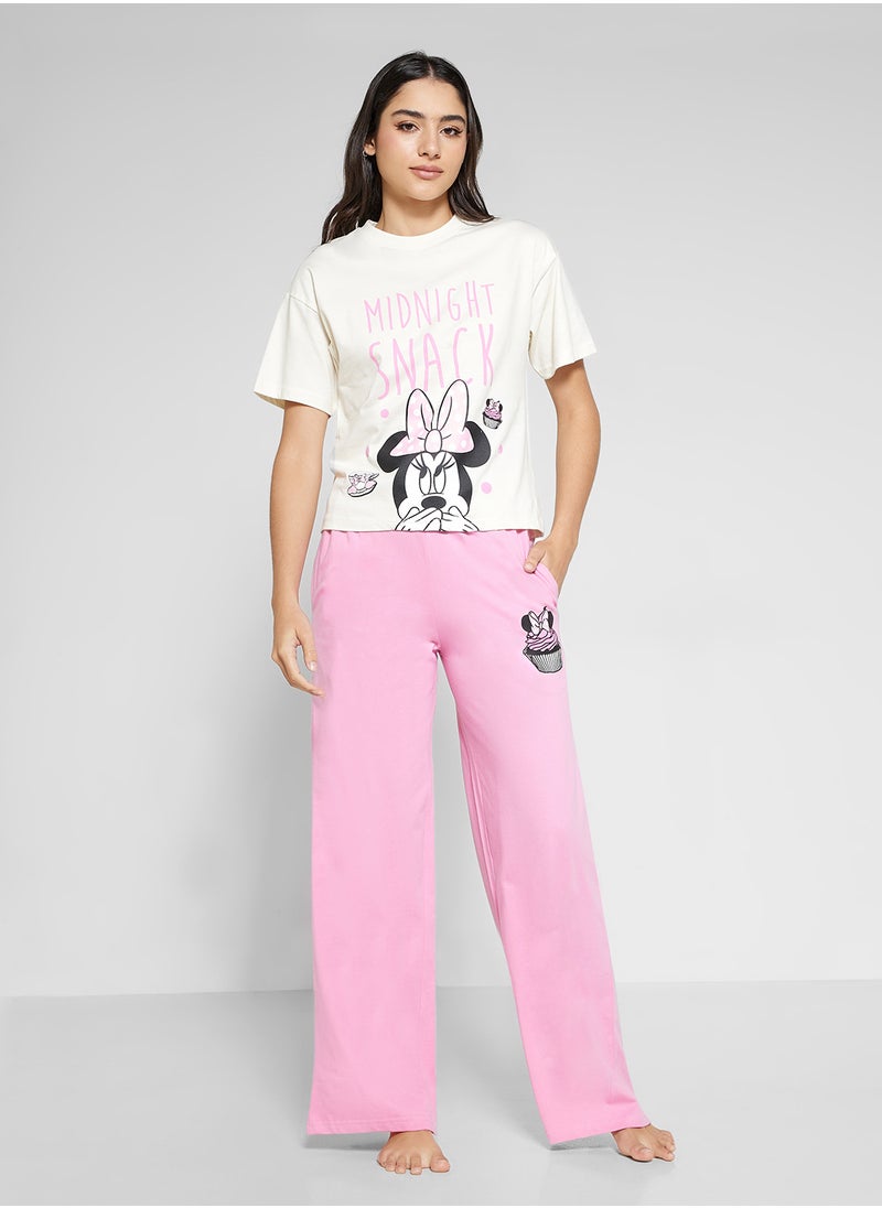 Disney Minnie Graphic T-Shirt & Pyjama Set  - Image 1