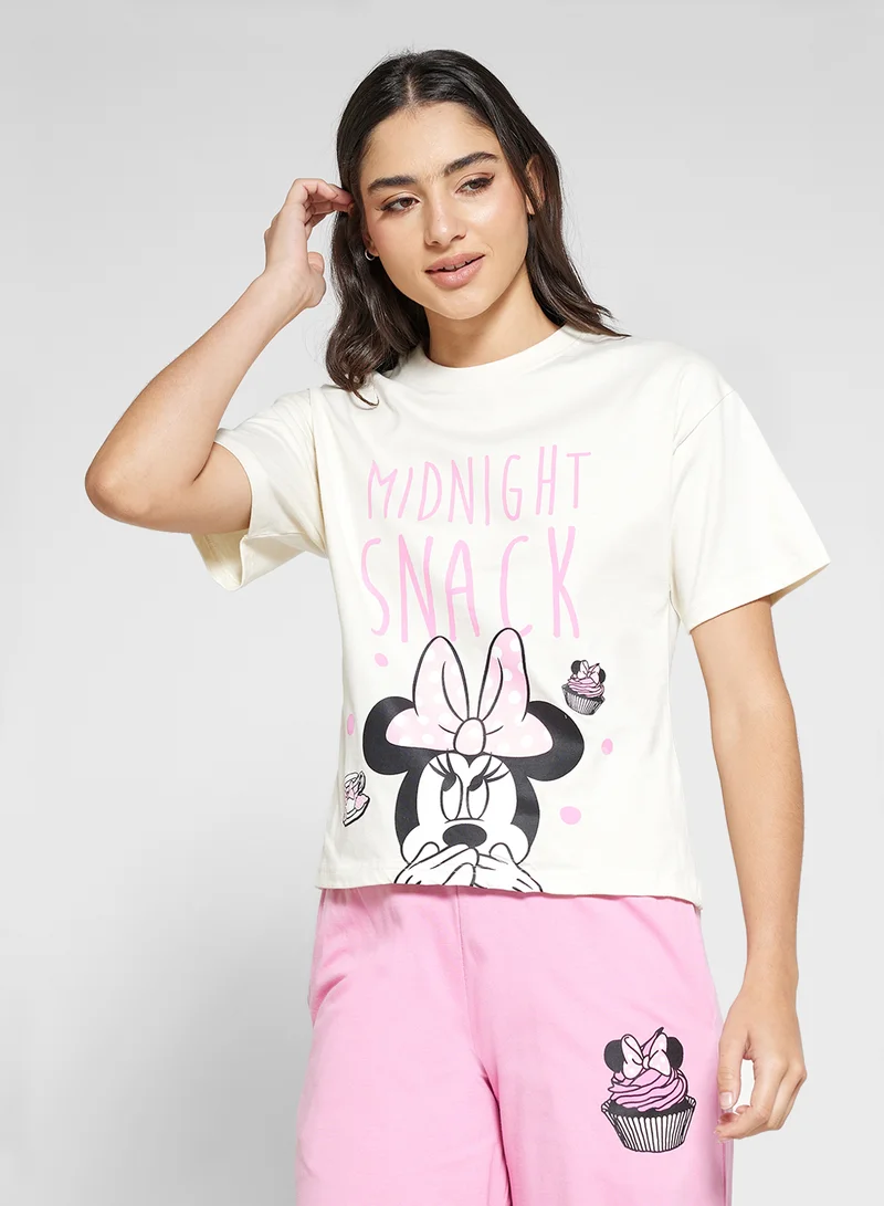 Disney Minnie Graphic T-Shirt & Pyjama Set