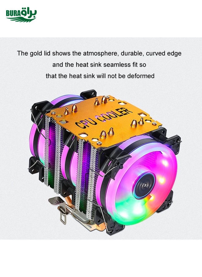 BURAQ - EVESKY 600 Desktop Computer 4 Copper Tube Mute CPU Cooling Fan, Color: Color Three Fans - Image 1