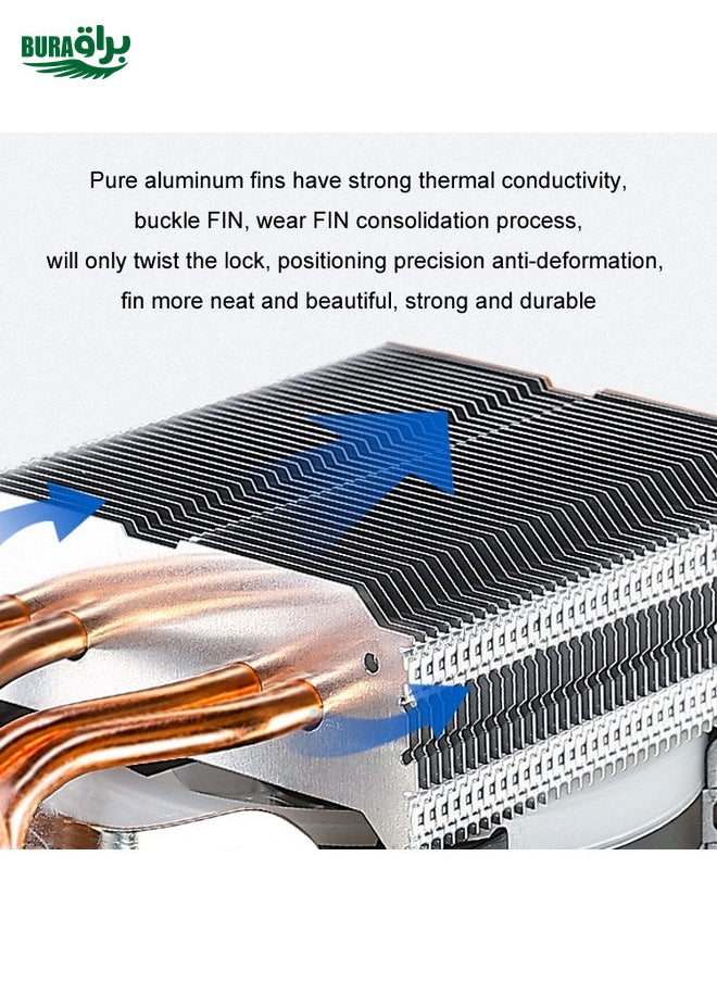 BURAQ - EVESKY 600 Desktop Computer 4 Copper Tube Mute CPU Cooling Fan, Color: Color Three Fans - Image 1